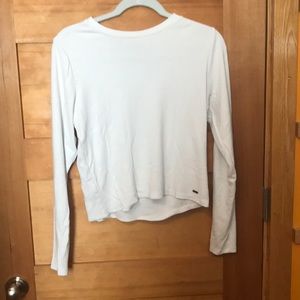 Hollister white ribbed cropped tee